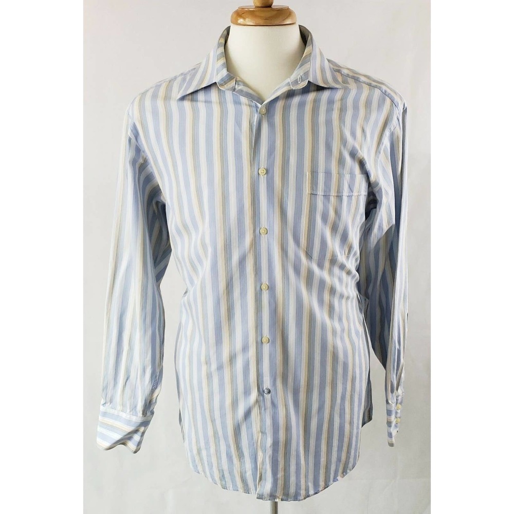 Ben Sherman Sz 16 32-33 Long Sleeve Button Front Multi-Color Striped Shirt